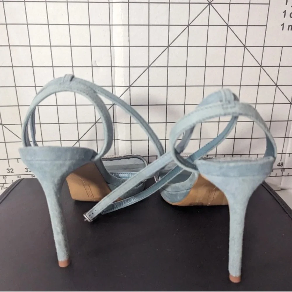 NEW- Size 6M Women's Vince Camuto Kiahan Ankle Strap Sandal Heeled Leather Teal